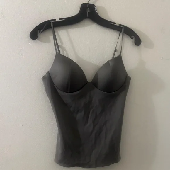 Zara Gray Satin Camisole Top - Picture 3 of 3